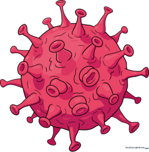 A colorful, easy-to-follow drawing of a virus, perfect for science-themed art projects.