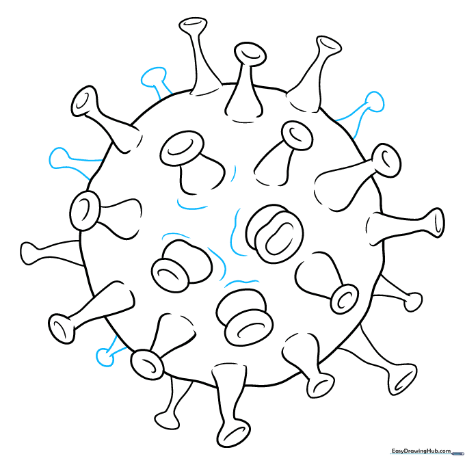 Adding curved surface lines to emphasize the spherical shape of the virus.