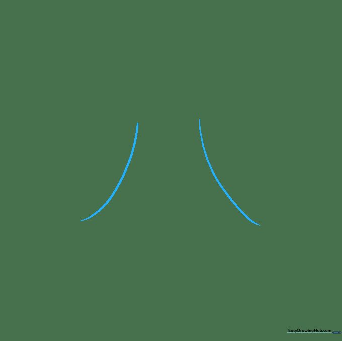 Pencil sketch showing two diagonal lines forming the base of a volcano mountain shape.