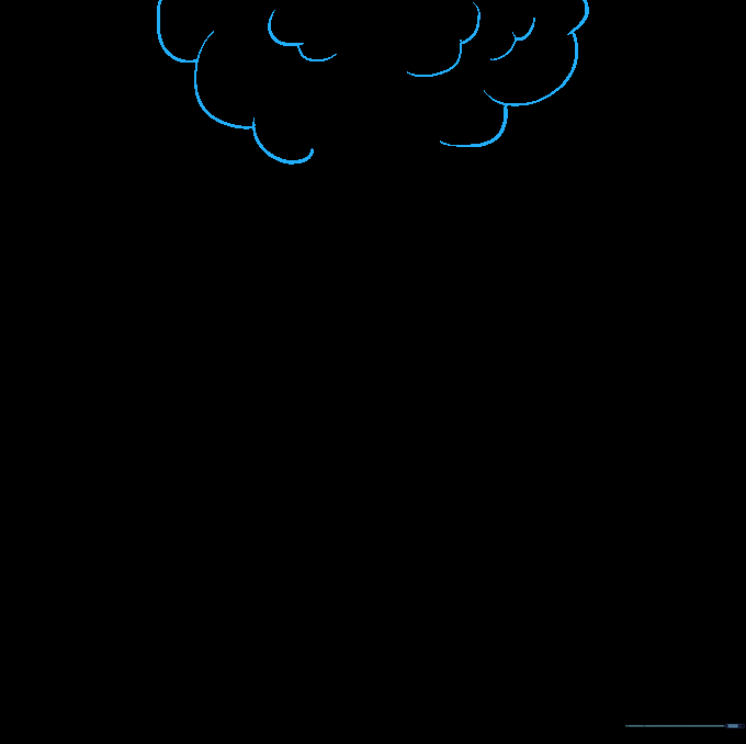Adding detail to the smoke plume using small, connected U-shaped lines.