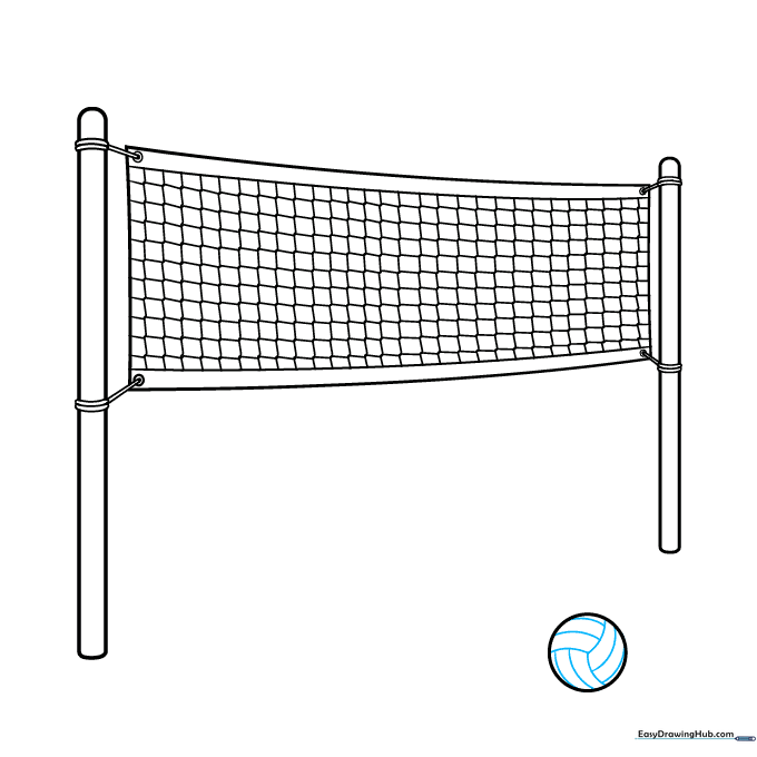 Detailed volleyball with curved panel lines drawn on the surface.