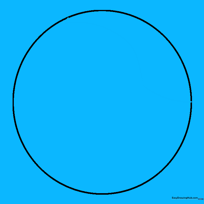 A circle with a single curved line drawn across the top section.
