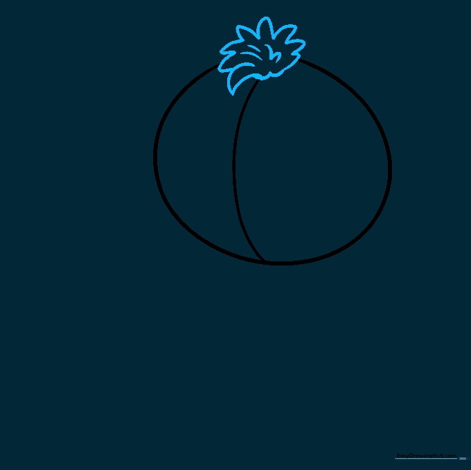 Drawing the voodoo doll's yarn hair using small, connected U-shaped lines.