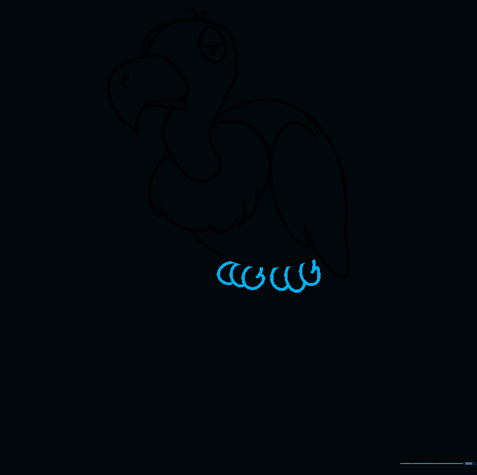 Drawing the vulture's feet with 'C' shaped toes to represent claws.