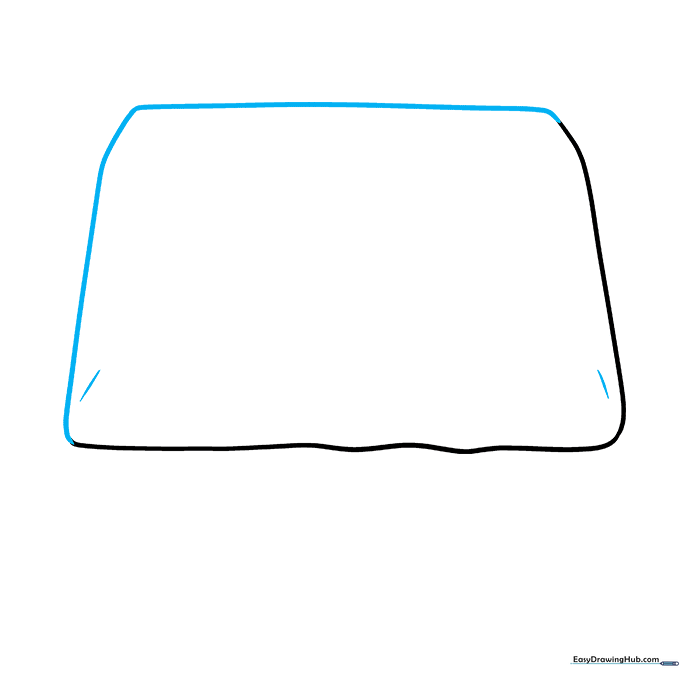 Drawing the rounded square outline of a waffle with side thickness lines.