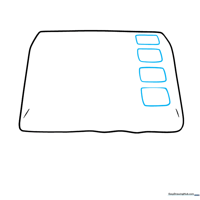 Adding the first row of small rounded squares to create the waffle texture.