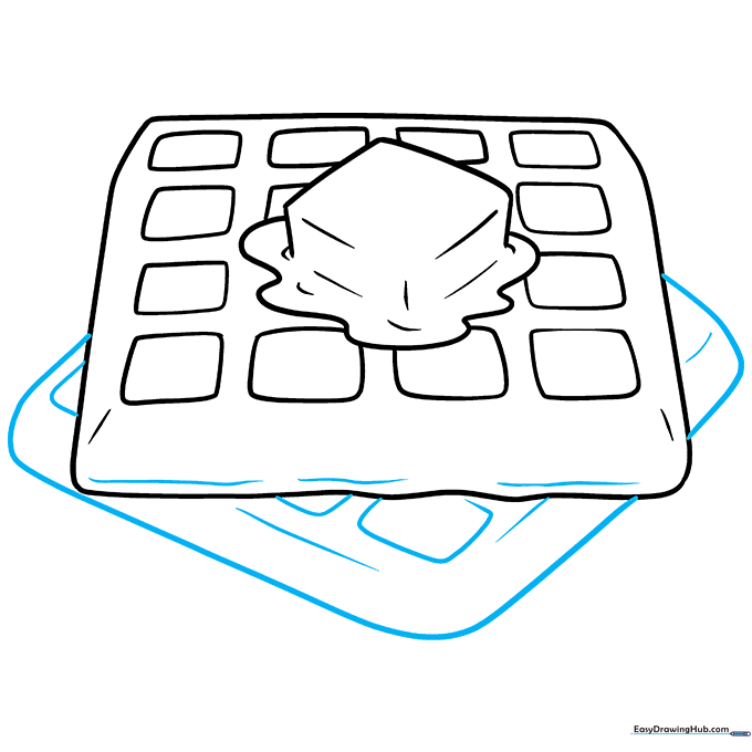 Drawing a second waffle layer underneath the first one to create a stack.