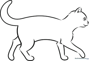 A friendly, cartoon-style walking cat silhouette, perfect for beginner artists.