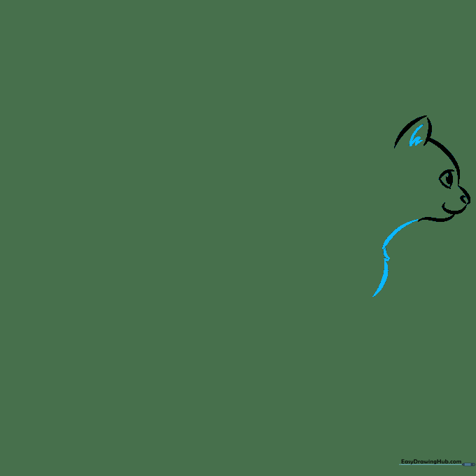 Cat head and neck outline with jagged fur details inside the ear.