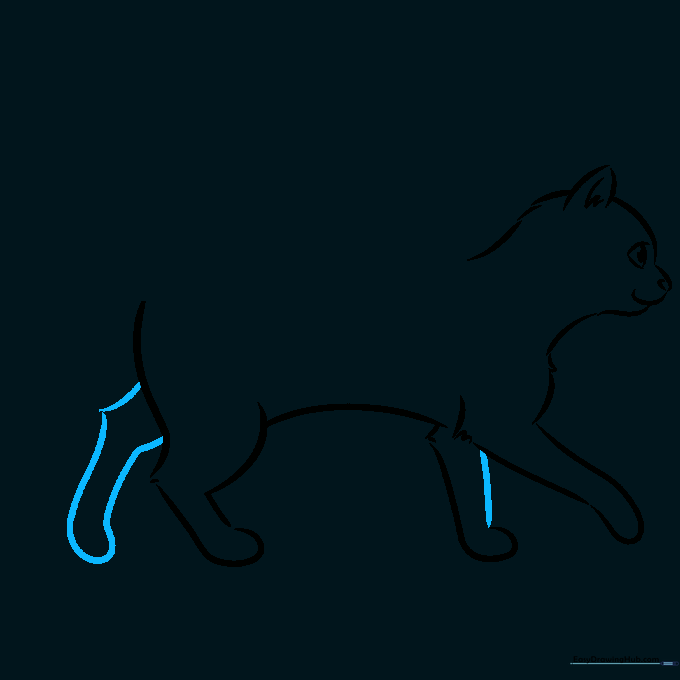 Cat leg details showing the connection to the body using short, textured lines.