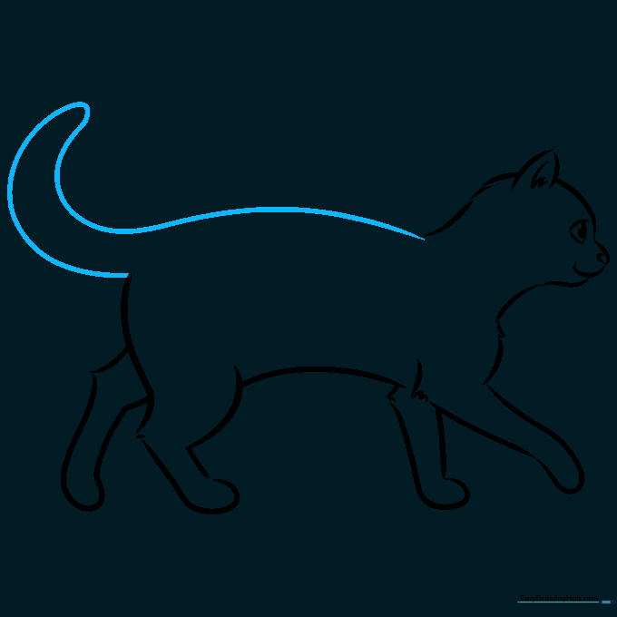 The completed cat outline showing a smooth, continuous silhouette.