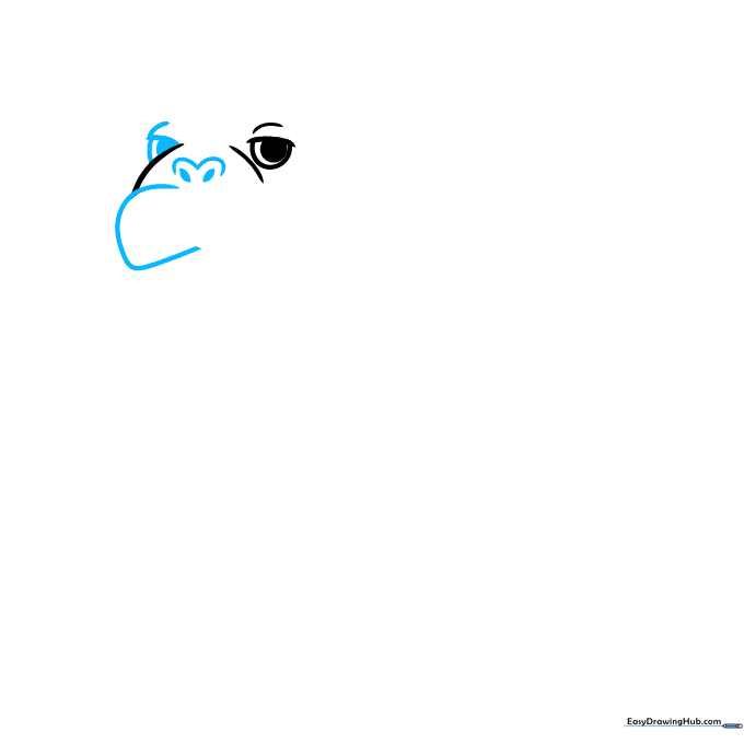 Drawing the nose and second eye on the walrus face.