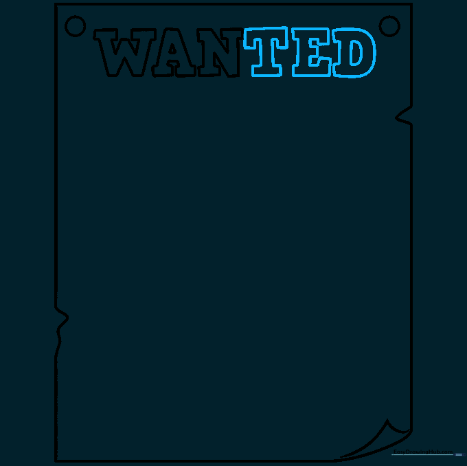 The full word WANTED written in a bold, blocky serif font inside the poster frame.