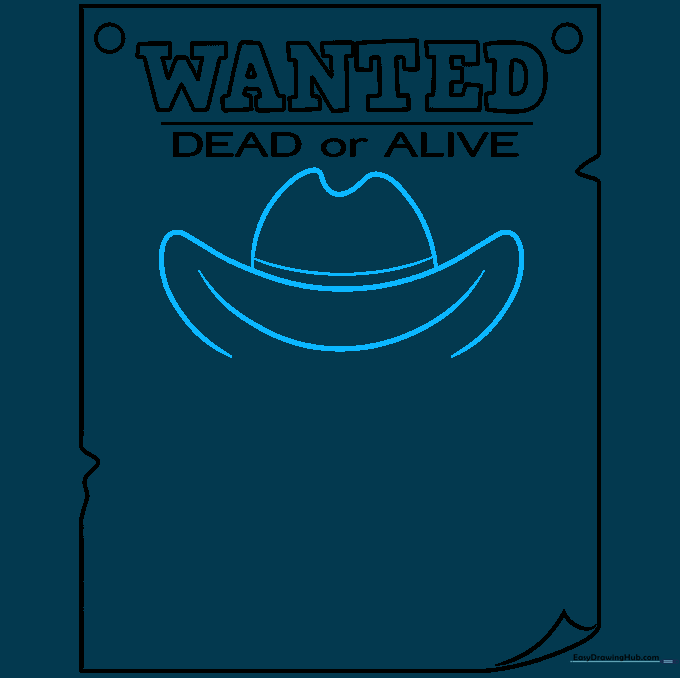 A simple outline of a cowboy hat with a curved brim and a hatband.