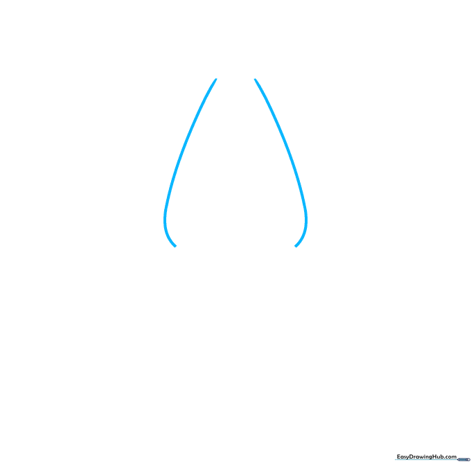 Two parallel curved lines forming the narrow neck of a water bottle on a white background.