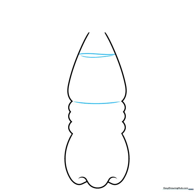 Adding a horizontal curved line inside the bottle to represent the water level.