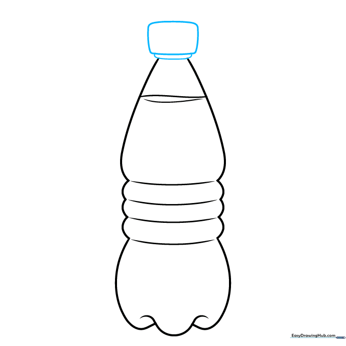 Drawing a small rectangular cap on top of the bottle neck.