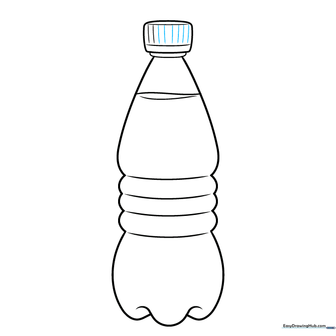 Adding final vertical lines to the bottle cap for a finished look.