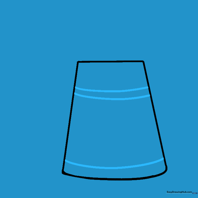 Two curved lines added to the center of the watering can body to create a decorative band.