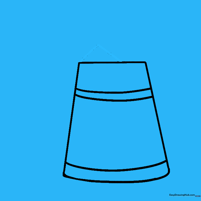 A small triangle shape drawn on top of the watering can body to indicate the lid.