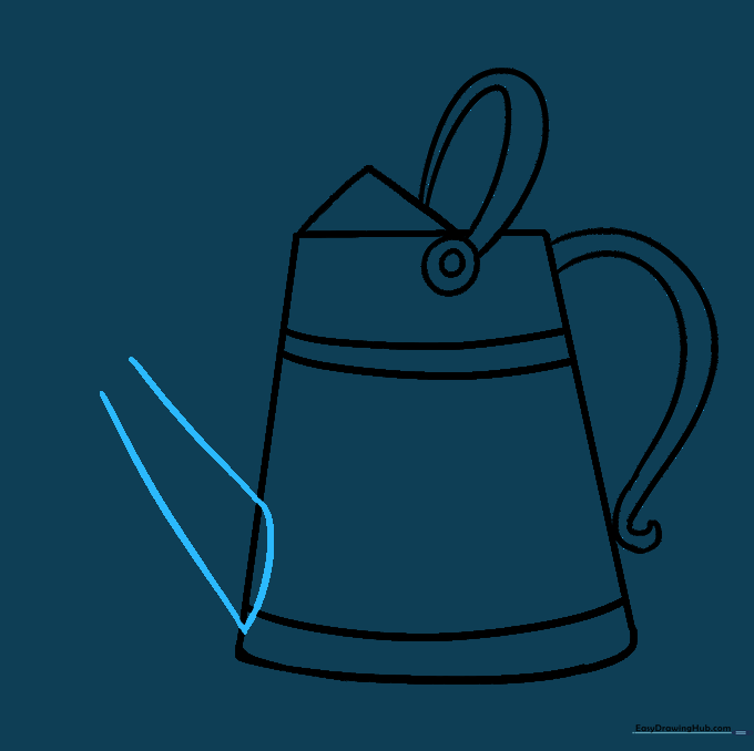 Two converging lines forming the long spout of the watering can.
