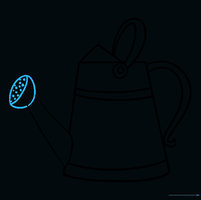An oval shape at the end of the spout with small dots representing the watering holes.