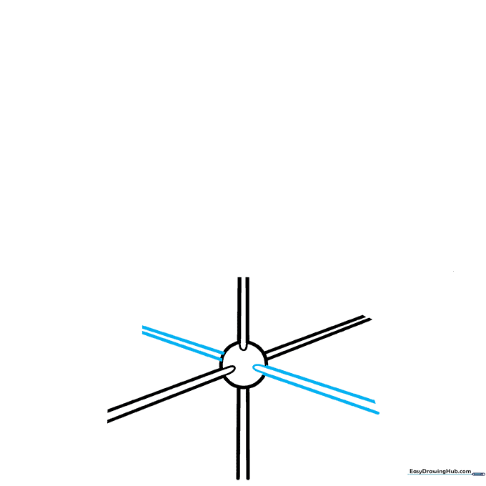 The drawing now features a full eight-pointed star base, representing the cardinal directions.