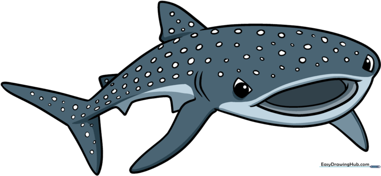 Colorful, completed whale shark drawing used as the featured tutorial image.