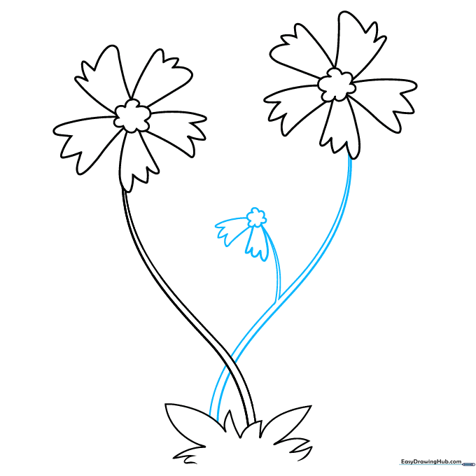 Drawing showing a second stem with a small bud circle at the top.