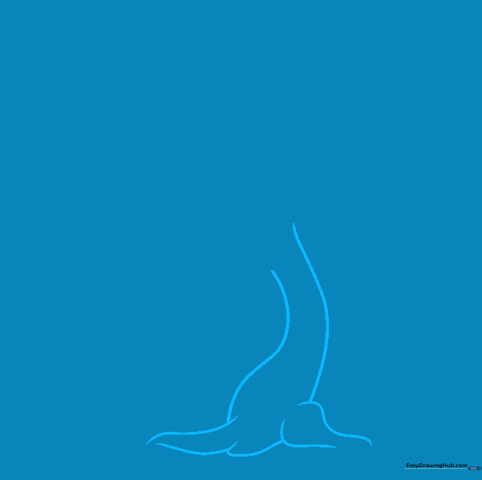 Sketching the base of a willow tree trunk and roots with simple curved lines