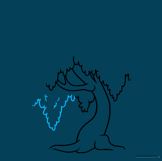 Adding texture and density to willow tree leaves with short, connected lines