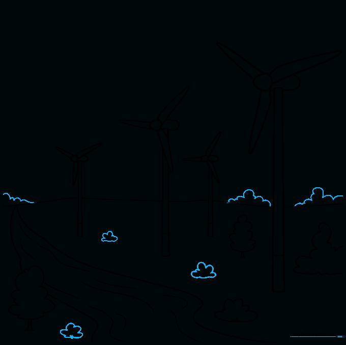 Adding more trees along the horizon line to complete the landscape.