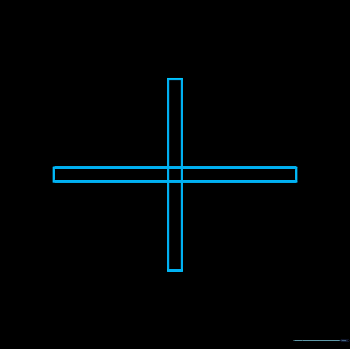 Window frame divided into four equal squares by perpendicular lines.