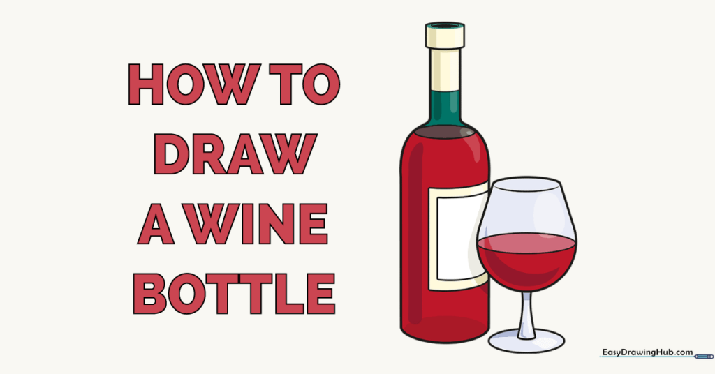 A fully colored wine bottle and glass illustration.