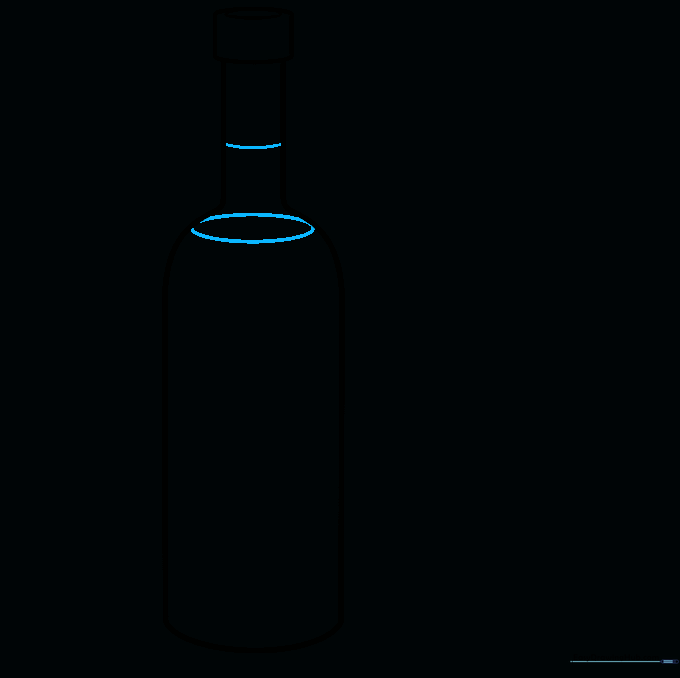 Adding a cork line and a liquid level oval to the wine bottle.