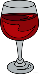 A finished, colored illustration of a wine glass, showcasing clear glass effects and liquid reflections.