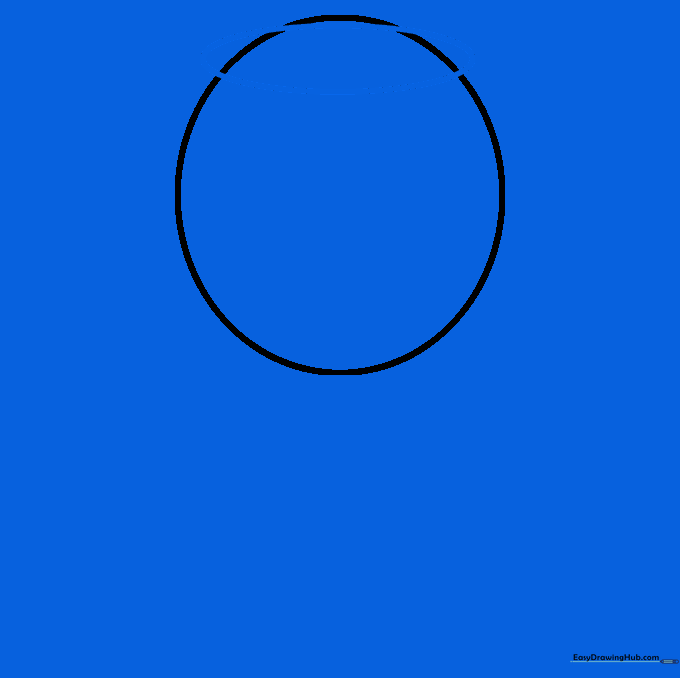 A horizontal oval drawn on top of the circle to define the opening of the wine glass.