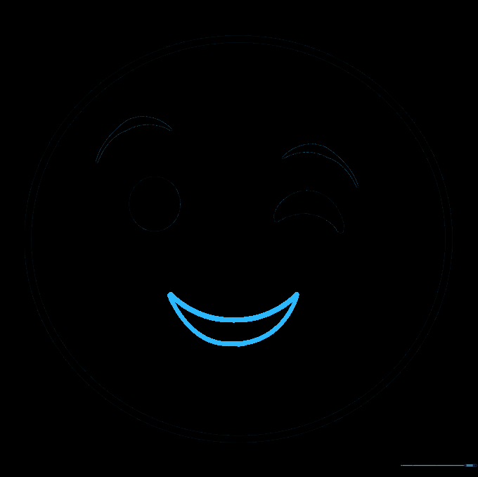 The emoji face with a wide, crescent-shaped smile added below the eyes.
