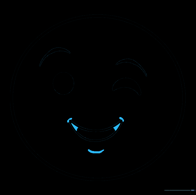 Detailed view of the emoji mouth showing teeth and a small chin line underneath.