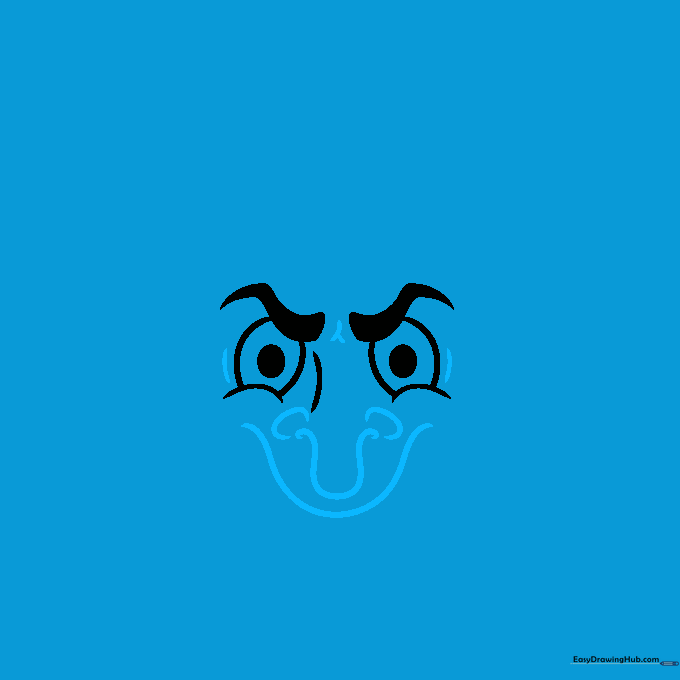 Drawing the witch's nose with a hooked shape and additional curves around the eye area.