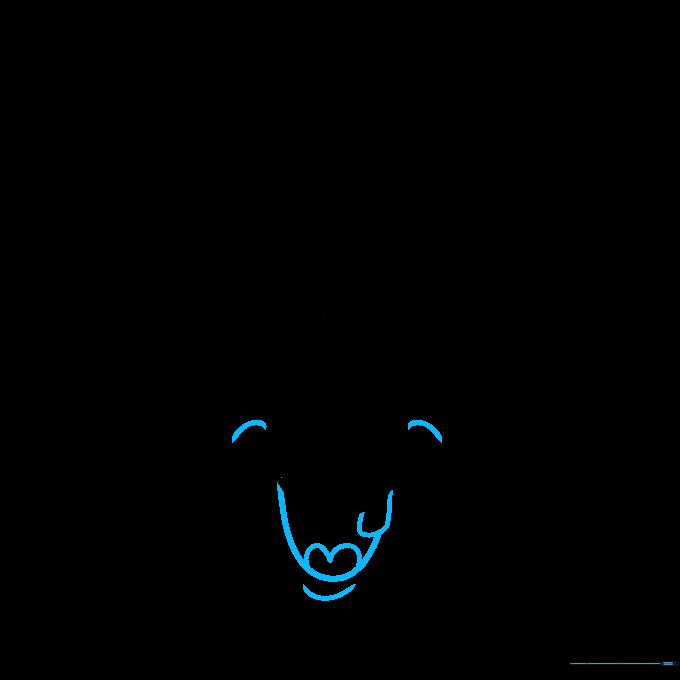 Sketching the witch's open mouth with a heart-shaped tongue and a single tooth.