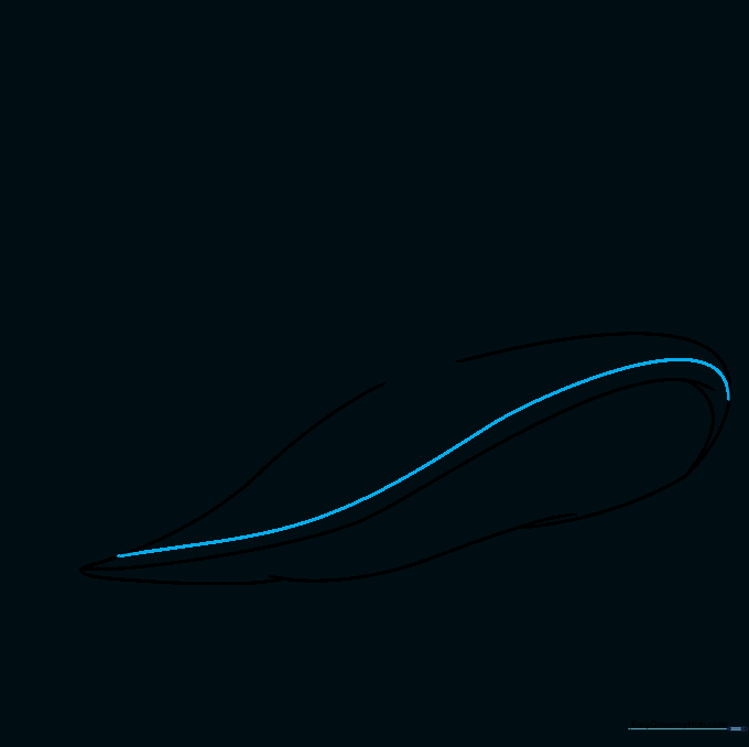 Drawing a second parallel curved line to show the thickness of the hat brim.