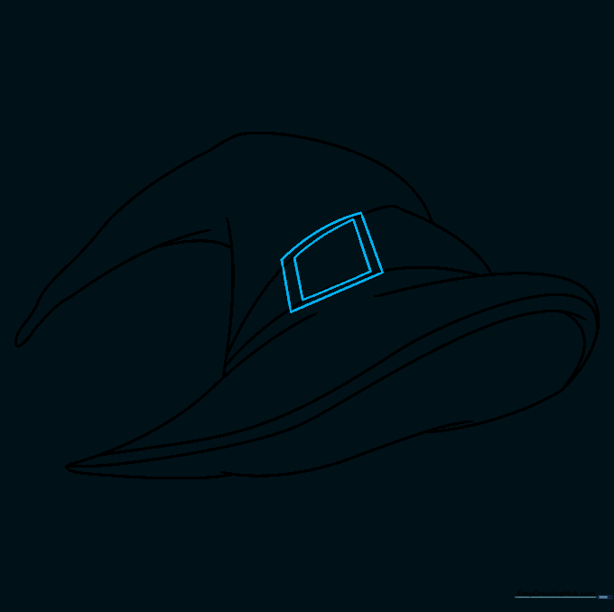 Drawing a small rectangle-in-a-rectangle on the hatband to represent a buckle.