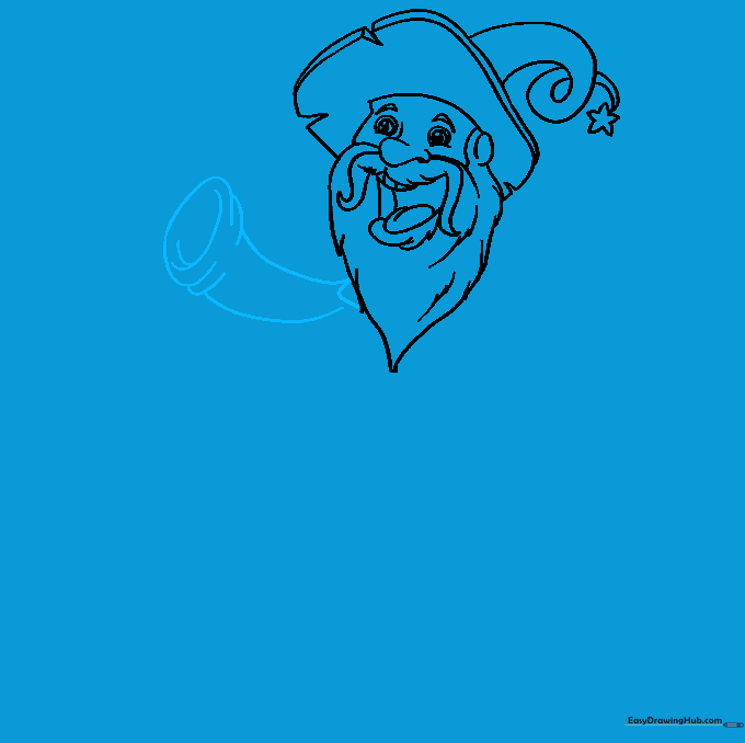 Outline of a wizard's arm and sleeve with fabric fold details.
