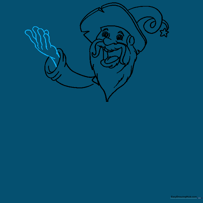 Detailed sketch of a wizard's hand reaching out.