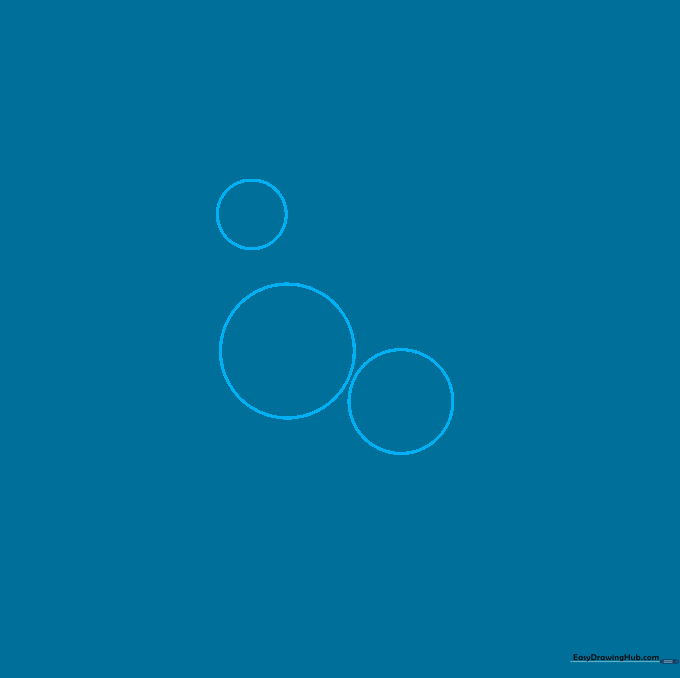 Three light pencil circles arranged to represent the head, chest, and hips of a wolf.