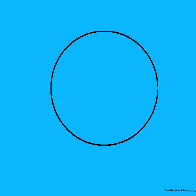 A circle with a rounded triangle attached to the bottom to form a jawline.