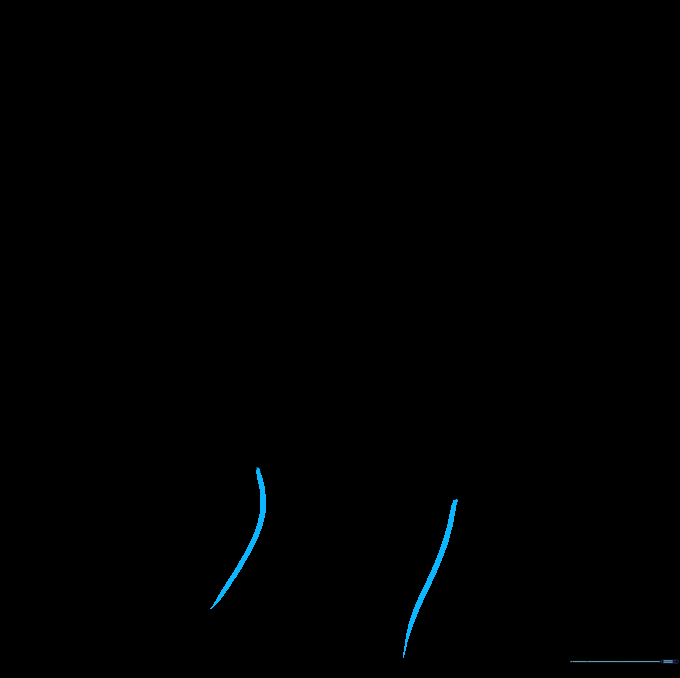 The outline of a head and neck with construction lines removed.