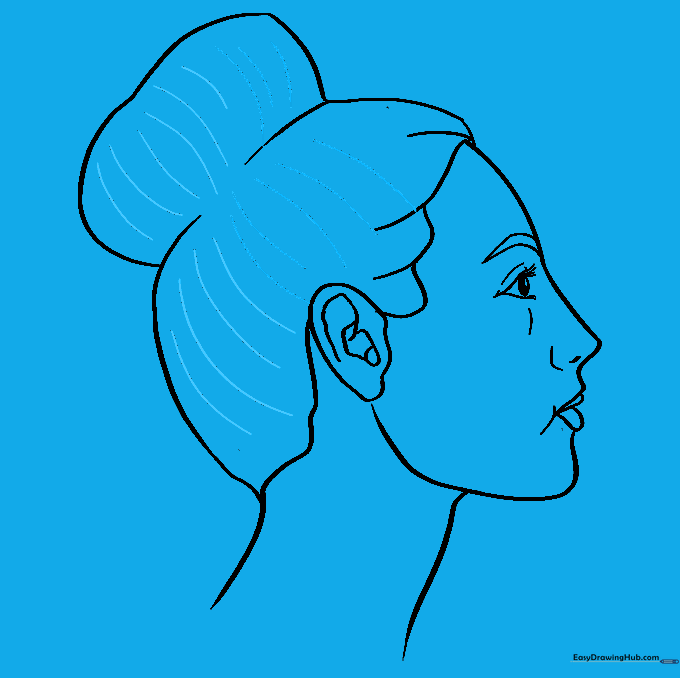 Hair texture added with diagonal lines.