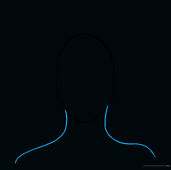 Neck and shoulder lines extending from the base of the chin.